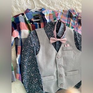 BOYS BUNDLE. Button up dress shirts and vest+bow tie